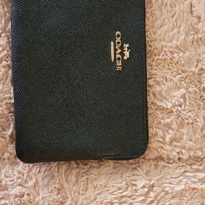 Coach Black Leather Clutch with Gold Logo